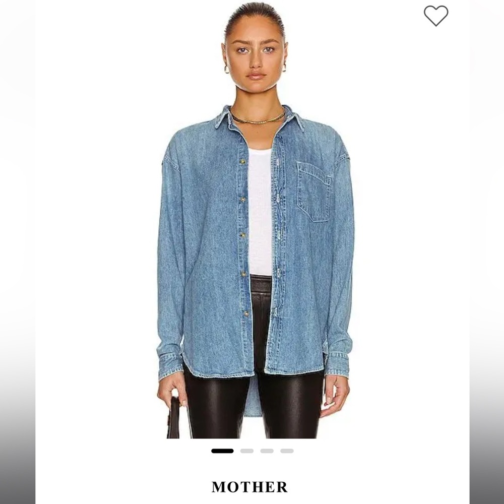 MOTHER denim The overshirt spilled salt denim oversized button down shirt small